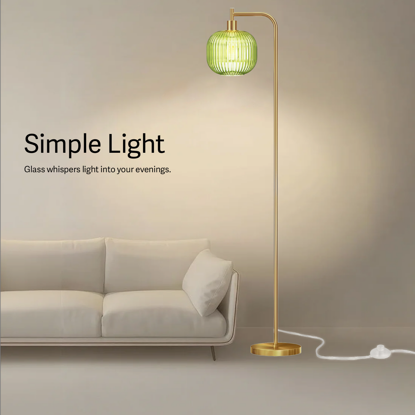 Floor Lights for Living Room,Modern Standing Lamp with Rope Weaving Lampshade Pedal Switch (Green)