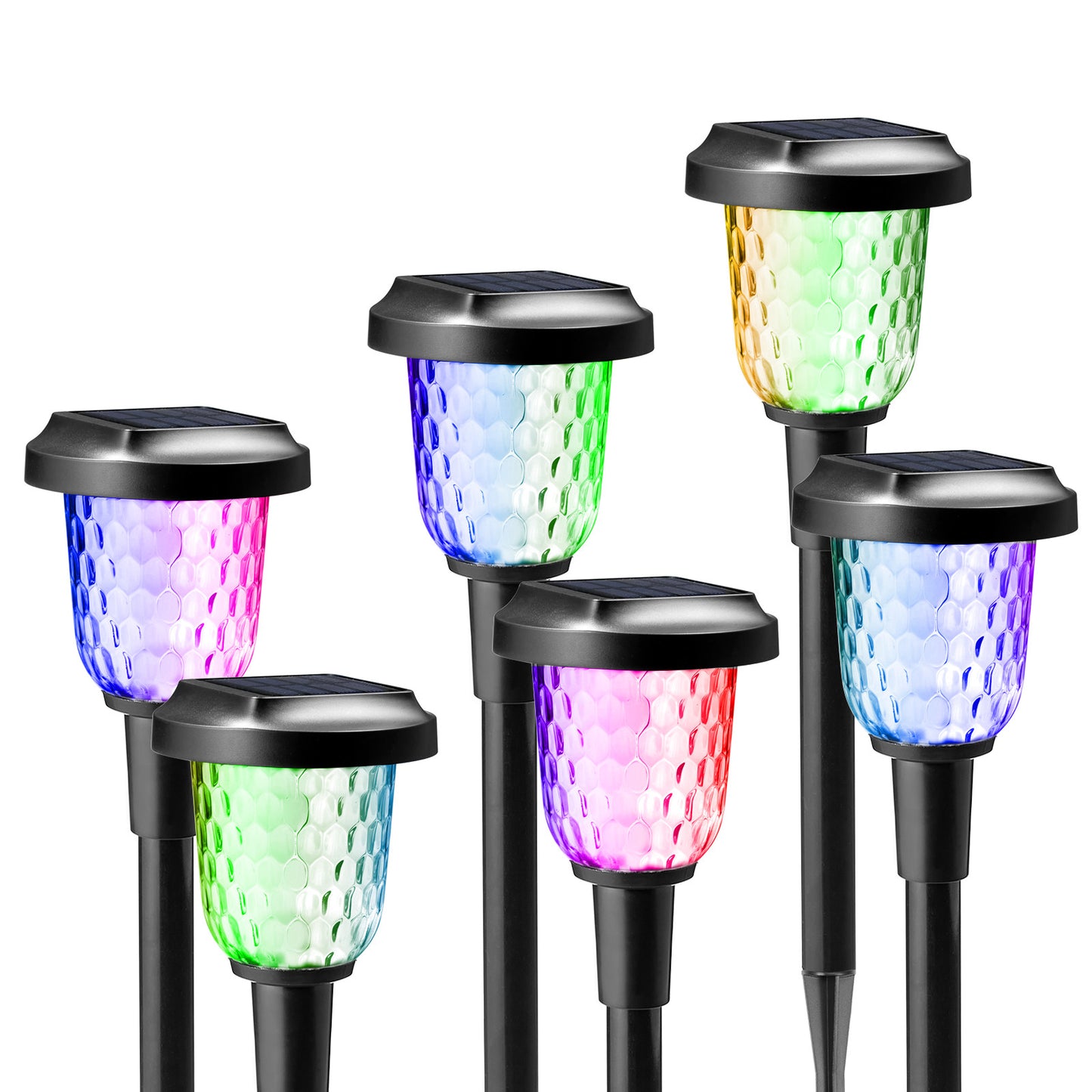 Solar Outdoor Lights,6 Pack Dream Dynamic Solar Pathway Lights,Waterproof Color Changing Solar Walkway Lights Maintain 10 Hours of Lighting