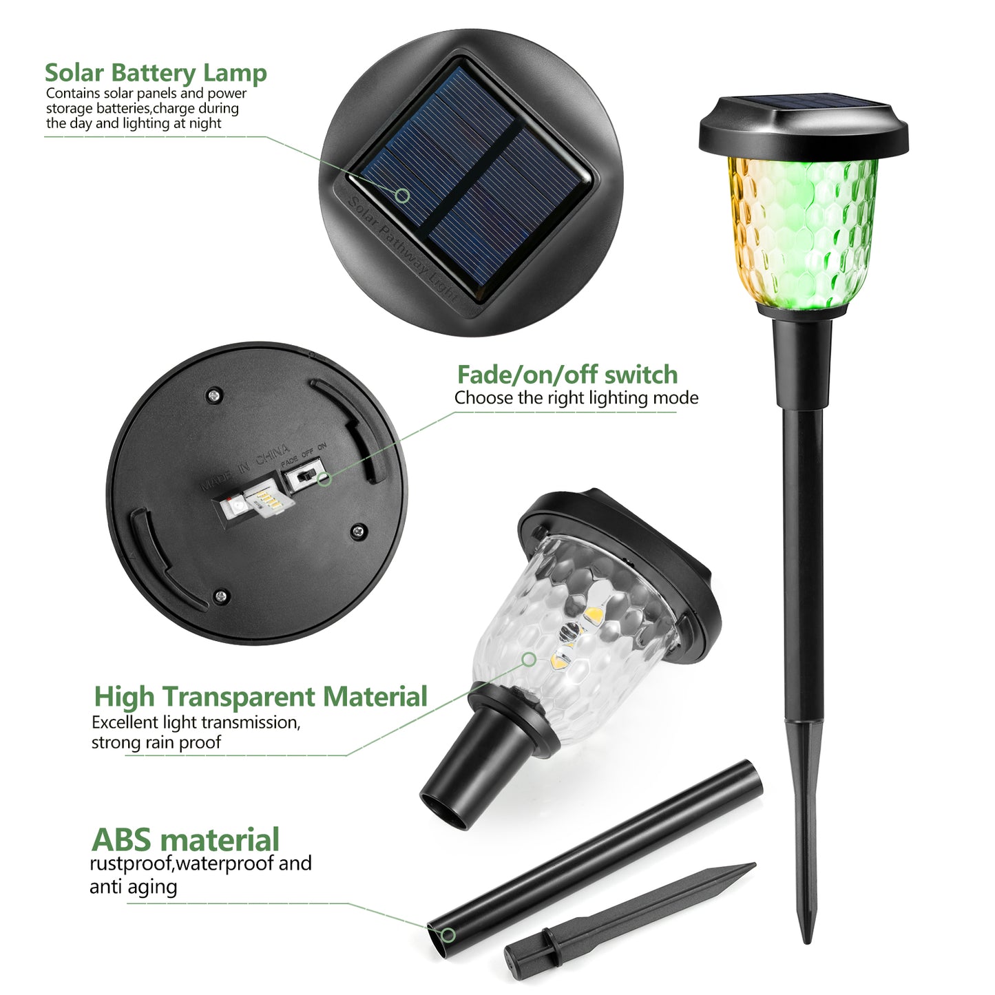 Solar Outdoor Lights,6 Pack Dream Dynamic Solar Pathway Lights,Waterproof Color Changing Solar Walkway Lights Maintain 10 Hours of Lighting