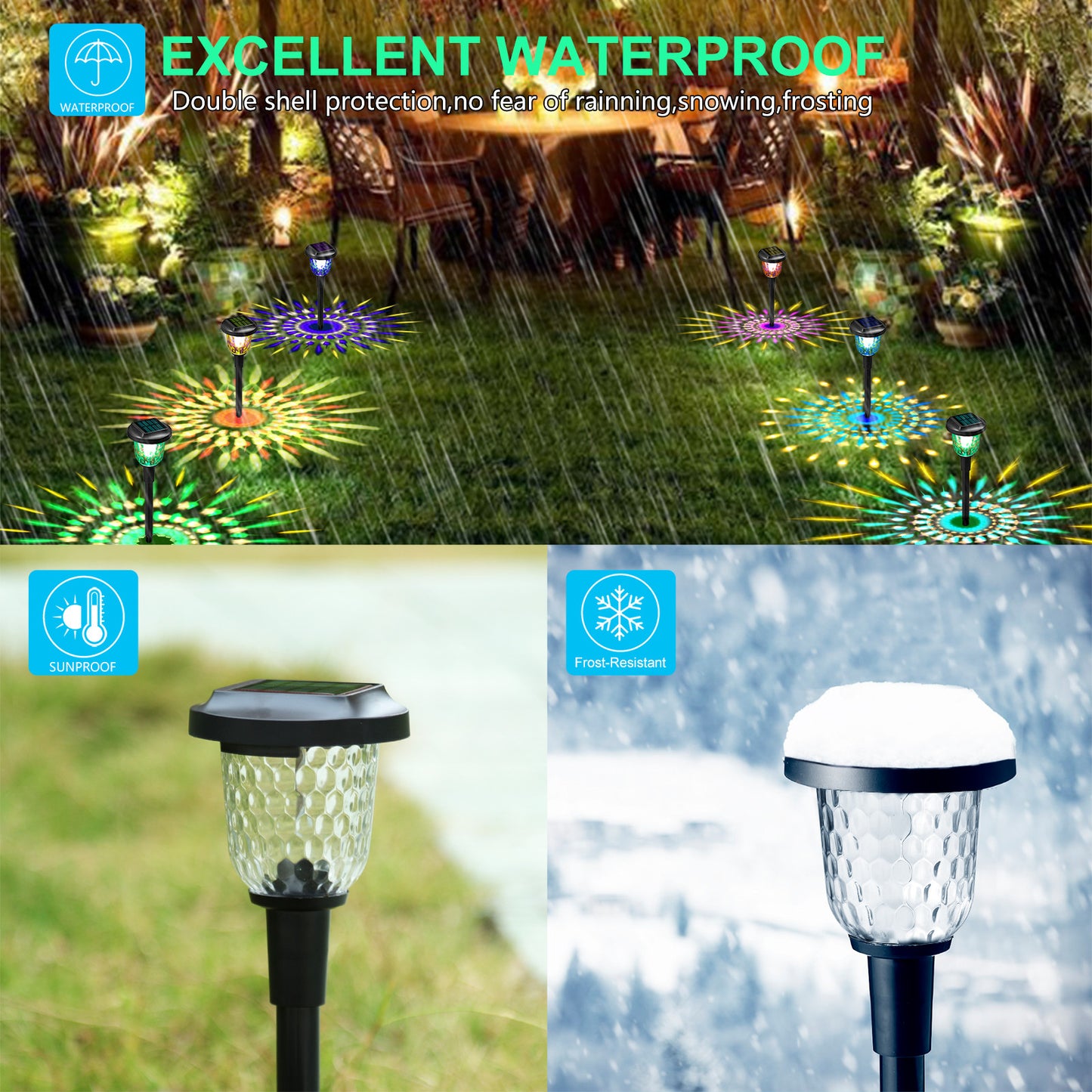 Solar Outdoor Lights,6 Pack Dream Dynamic Solar Pathway Lights,Waterproof Color Changing Solar Walkway Lights Maintain 10 Hours of Lighting