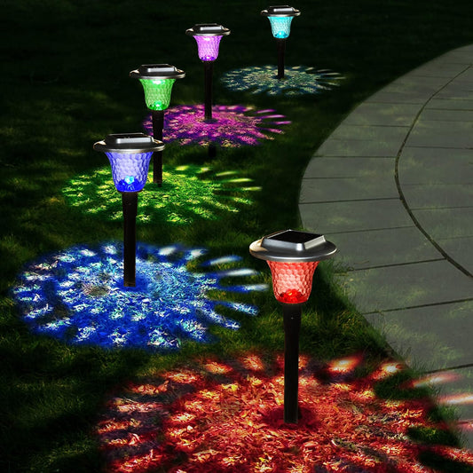 UMICKOO Solar Outdoor Lights Garden, Color Changing Solar Lights Colorful Bright Glass Pathway Lights,Waterproof Solar Powered Landscape Path Lights for Lawn Walkway Yard Decorative