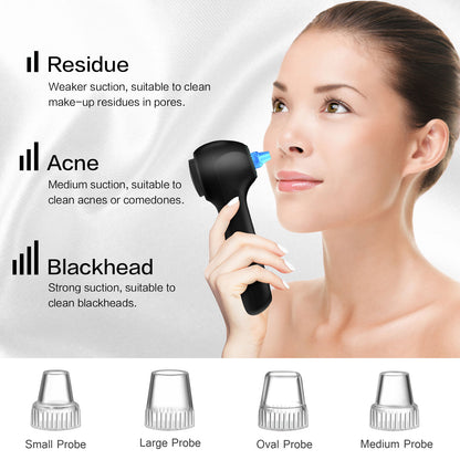 UMICKOO Blackhead Remover Vacuum,Rechargeable Facial Cleansing Brush with LCD Screen,IPX7 Waterproof 3 in 1 Face Scrubber Brush for Exfoliating, Massaging and Deep Pore Cleansing Black