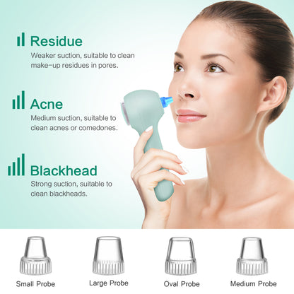 UMICKOO Blackhead Remover Vacuum,Rechargeable Facial Cleansing Brush with LCD Screen,IPX7 Waterproof 3 in 1 Face Scrubber Brush for Exfoliating, Massaging and Deep Pore Cleansing Green