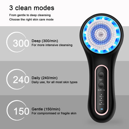 UMICKOO Facial Cleansing Brush,Rechargeable IPX7 Waterproof Face Scrubber with 5 Brush Heads,Face Spin Brush for Exfoliating, Massaging and Deep Cleansing Black