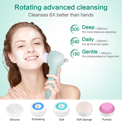 UMICKOO Blackhead Remover Vacuum,Rechargeable Facial Cleansing Brush with LCD Screen,IPX7 Waterproof 3 in 1 Face Scrubber Brush for Exfoliating, Massaging and Deep Pore Cleansing Green