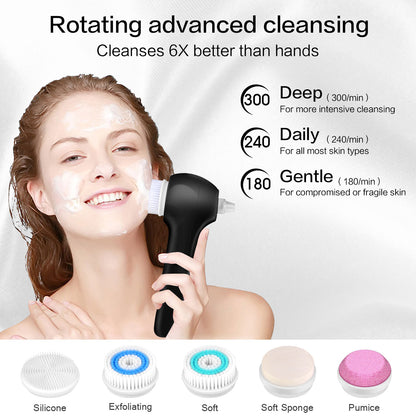 UMICKOO Blackhead Remover Vacuum,Rechargeable Facial Cleansing Brush with LCD Screen,IPX7 Waterproof 3 in 1 Face Scrubber Brush for Exfoliating, Massaging and Deep Pore Cleansing Black