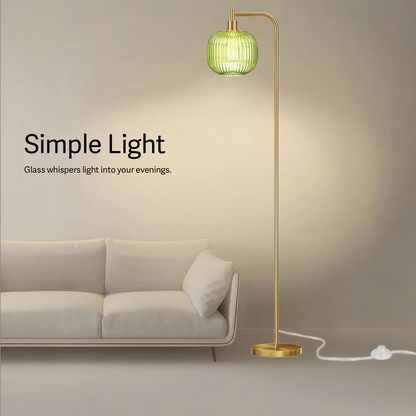 Floor Lights for Living Room,Modern Standing Lamp with Rope Weaving Lampshade Pedal Switch (Green)