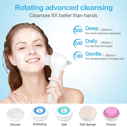 UMICKOO Blackhead Remover Vacuum,Rechargeable Facial Cleansing Brush with LCD Screen,IPX7 Waterproof 3 in 1 Face Scrubber Brush for Exfoliating, Massaging and Deep Pore Cleansing White-Blue