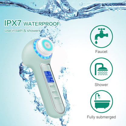 UMICKOO Blackhead Remover Vacuum,Rechargeable Facial Cleansing Brush with LCD Screen,IPX7 Waterproof 3 in 1 Face Scrubber Brush for Exfoliating, Massaging and Deep Pore Cleansing Green