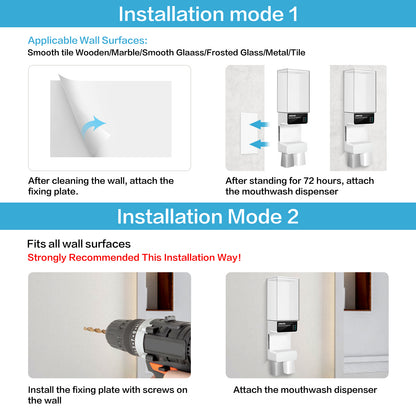 UMICKOO Automatic Mouthwash Dispenser Touchless 700mL(23.67 Oz),Wall Mounted Mouth Wash Dispenser for Bathroom with Magnetic Cups,Perfect for Kids and Adults White