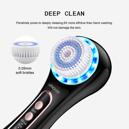 UMICKOO Facial Cleansing Brush,Rechargeable IPX7 Waterproof Face Scrubber with 5 Brush Heads,Face Spin Brush for Exfoliating, Massaging and Deep Cleansing Black