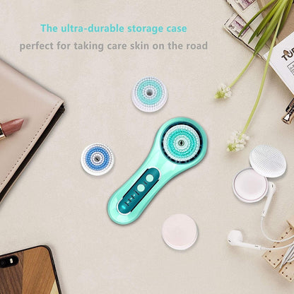 UMICKOO Facial Cleansing Brush,Rechargeable IPX7 Waterproof Face Scrubber with 5 Brush Heads,Face Spin Brush for Exfoliating, Massaging and Deep Cleansing Mint