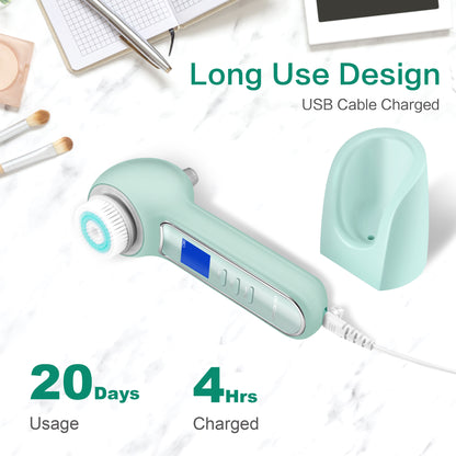 UMICKOO Blackhead Remover Vacuum,Rechargeable Facial Cleansing Brush with LCD Screen,IPX7 Waterproof 3 in 1 Face Scrubber Brush for Exfoliating, Massaging and Deep Pore Cleansing Green