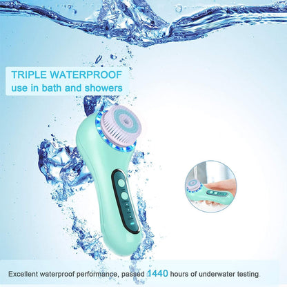 UMICKOO Facial Cleansing Brush,Rechargeable IPX7 Waterproof Face Scrubber with 5 Brush Heads,Face Spin Brush for Exfoliating, Massaging and Deep Cleansing Mint