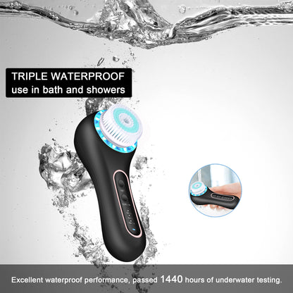 UMICKOO Facial Cleansing Brush,Rechargeable IPX7 Waterproof Face Scrubber with 5 Brush Heads,Face Spin Brush for Exfoliating, Massaging and Deep Cleansing Black