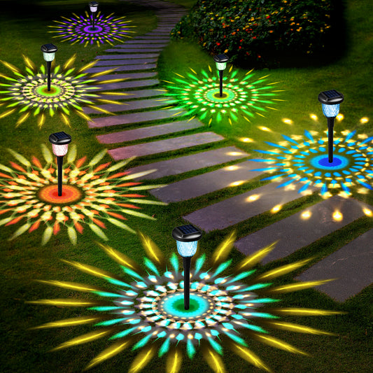 Solar Outdoor Lights,6 Pack Dream Dynamic Solar Pathway Lights,Waterproof Color Changing Solar Walkway Lights Maintain 10 Hours of Lighting