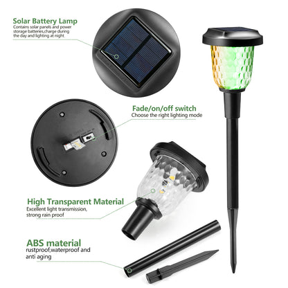 Solar Outdoor Lights,6 Pack Dream Dynamic Solar Pathway Lights,Waterproof Color Changing Solar Walkway Lights Maintain 10 Hours of Lighting