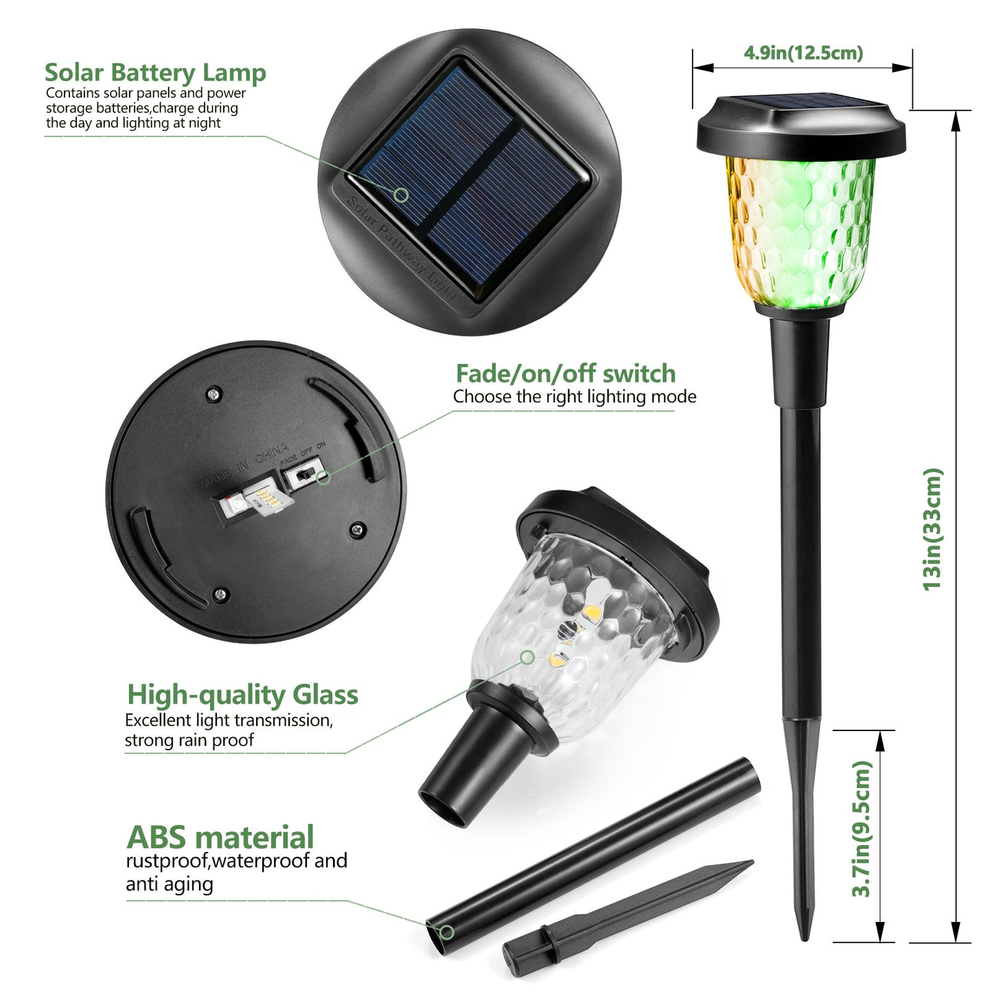 Solar Outdoor Lights,6 Pack Dream Dynamic Solar Pathway Lights,Waterproof Color Changing Solar Walkway Lights Maintain 10 Hours of Lighting
