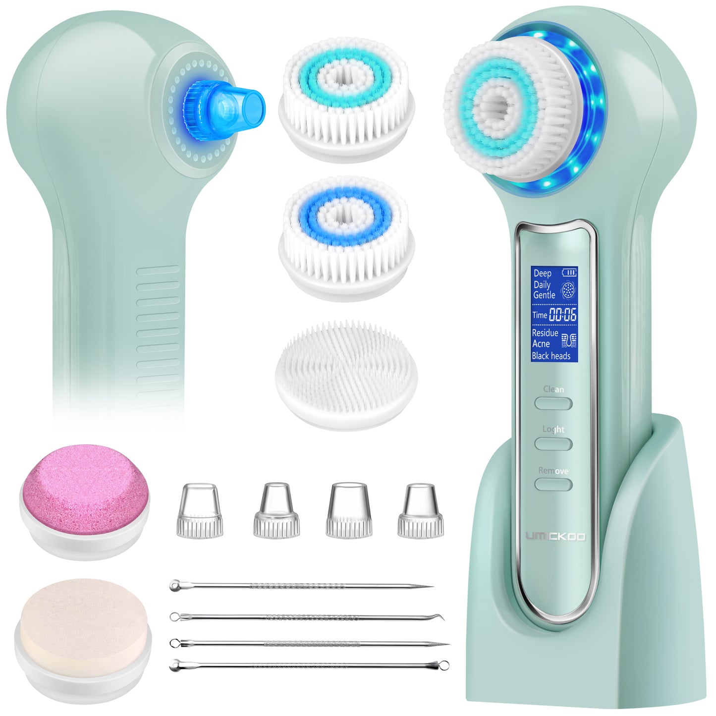 UMICKOO Blackhead Remover Vacuum,Rechargeable Facial Cleansing Brush with LCD Screen,IPX7 Waterproof 3 in 1 Face Scrubber Brush for Exfoliating, Massaging and Deep Pore Cleansing